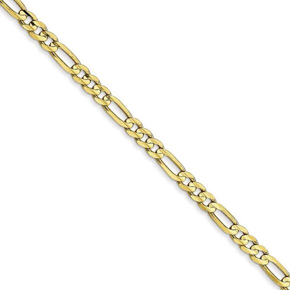 3mm 10k Yellow Gold Concave Figaro Chain Necklace 30 Inch